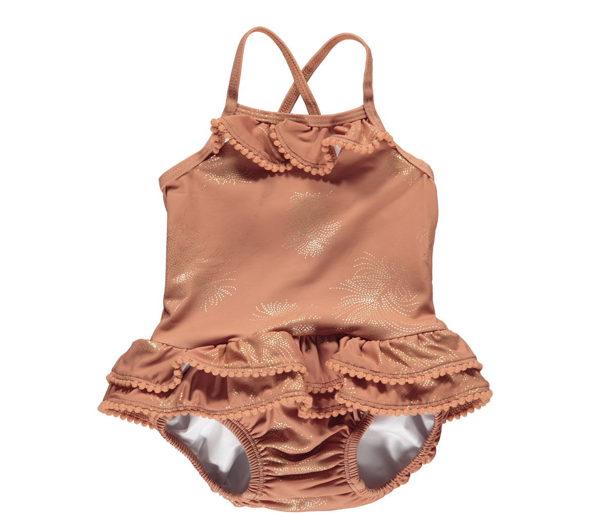 MarMar Swinnie swimwear feathers badpak roze goud - Minipop