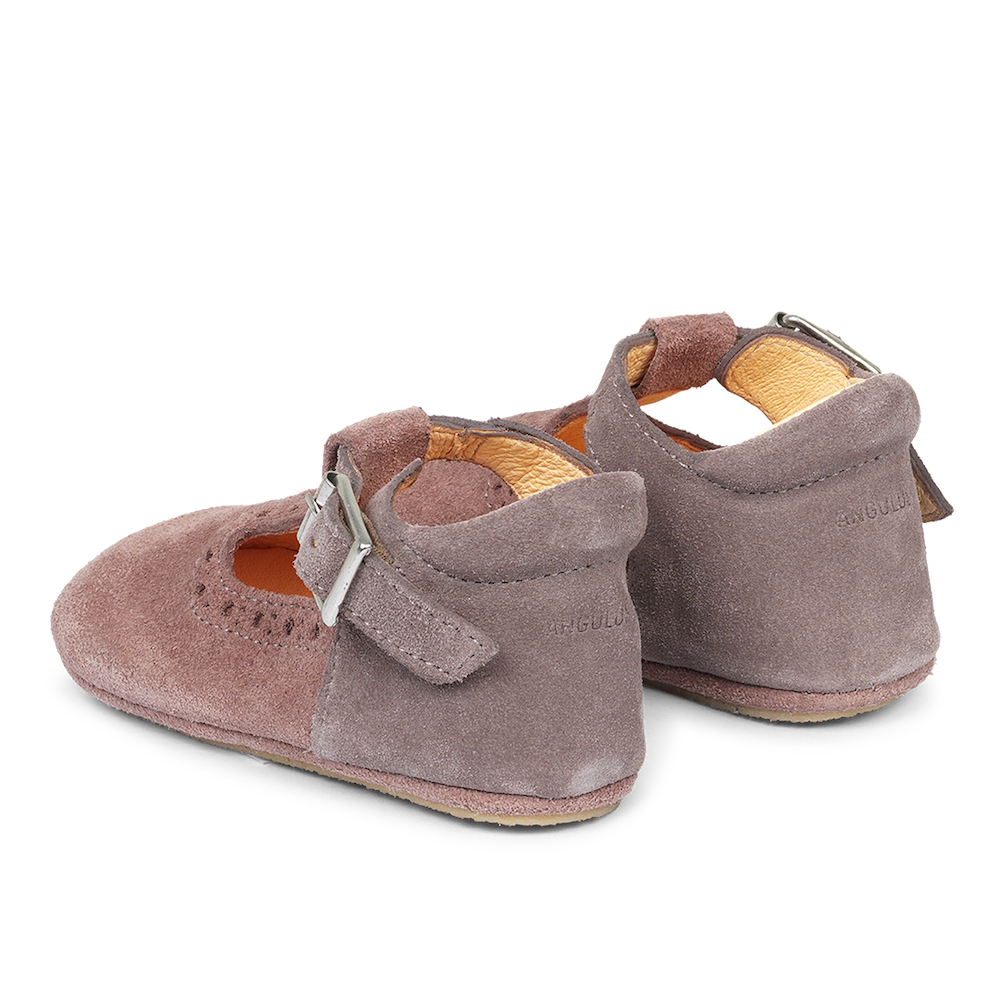 Prematuur Helm beeld Angulus starter indoor shoe powder/lavender baby-slofje zachte schoentjes  leer/suede roze/lila lichtpaars - Minipop