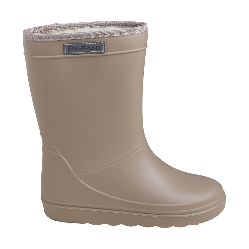 thermo boots solid portabella wol gevoerde laarzen regenlaarzen beige bruin-grijs (t/m maat 41) - Minipop