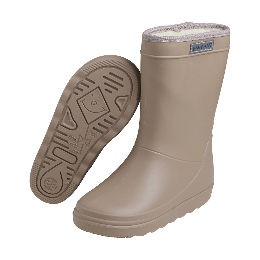 Extra Messing Atlas EnFant thermo boots solid portabella wol gevoerde laarzen regenlaarzen  beige bruin-grijs (t/m maat 41) - Minipop