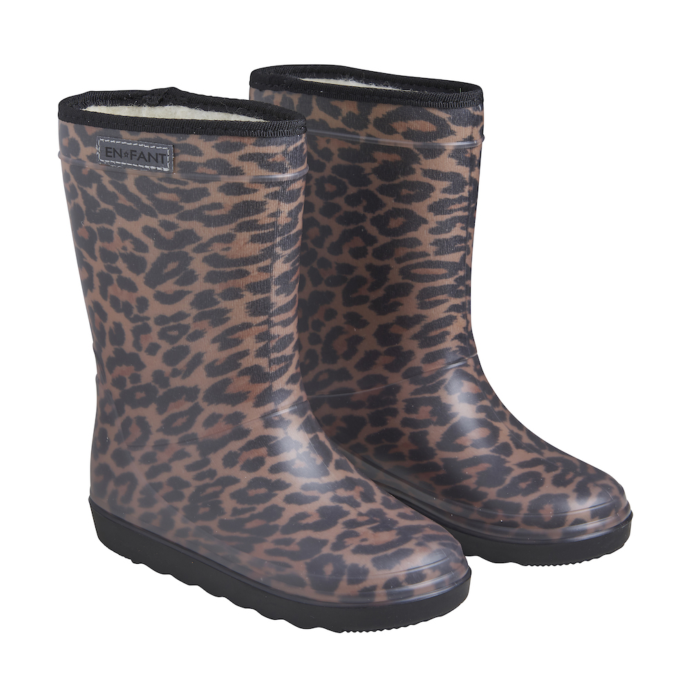 congestie Uitrusting gevaarlijk EnFant thermo boots print leopardo wol gevoerde laarzen regenlaarzen  zwart-bruin luipaard panter - Minipop