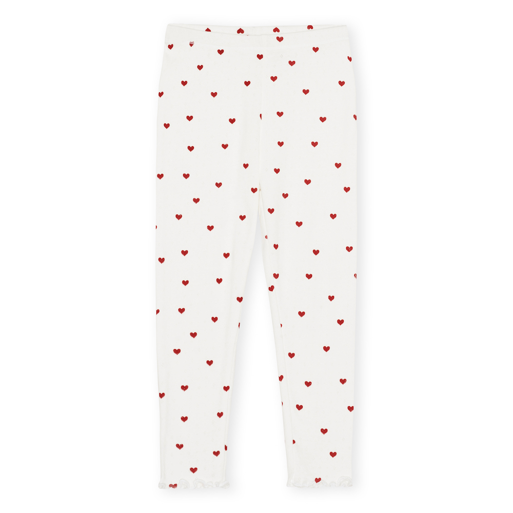 Goed doen Berg Vesuvius Aantrekkelijk zijn aantrekkelijk Konges Slojd Minnie pants amour rouge pointelle legging (pyjama)-broek wit  met hartjes - Minipop