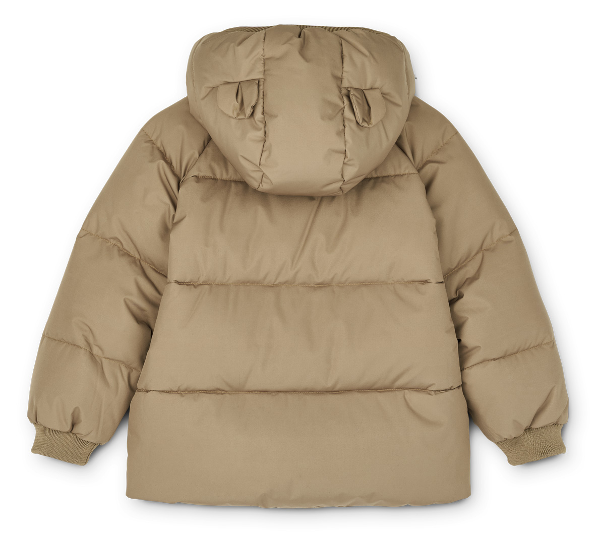 Polle puffer jacket oat winterjas met dons-voering jas met capuchon met oortjes beige lichtbruin grijs-bruin -