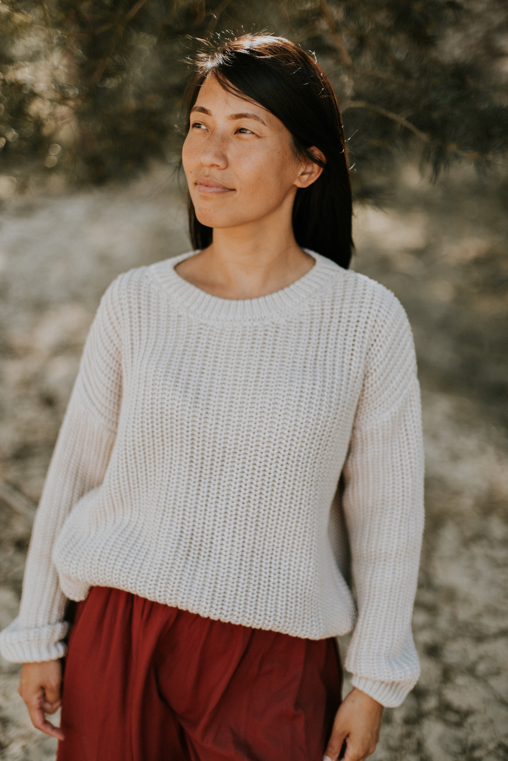 in tegenstelling tot Terminal Emigreren Yuki chunky knitted mom sweater moon gebreide dames-trui wit/creme - Minipop